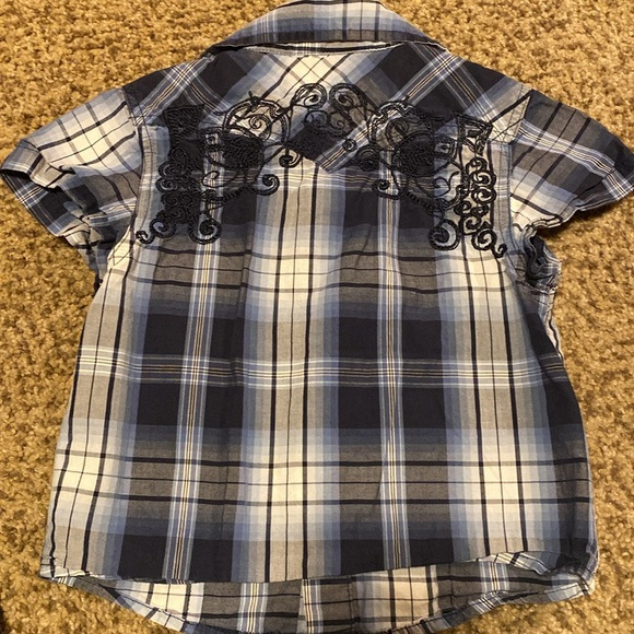 Girls size 18m 100% cotton Pearl snap embroidered plaid Western shirt - Picture 3 of 6